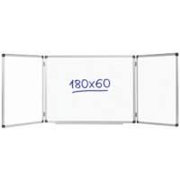 Tableau blanc pliant Viking à trois panneaux Magnétique Acier Laqué Double face 90 (L) x 60 (H) cm