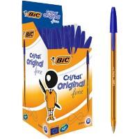 Stylo-bille BIC Cristal Original Fine Bleu 0,3 mm Fin Bille 50 Unités