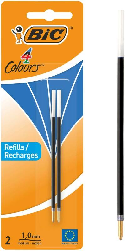 Recharge pour stylo-bille BIC 4 Colours 0,4 mm Moyen Bleu 2 Unités