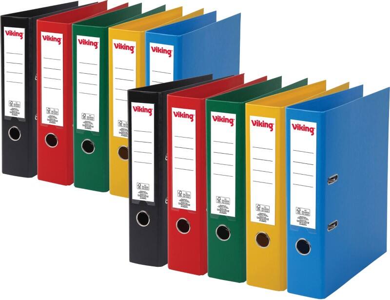 Classeur à levier Viking Large A4 75 mm Assortiment 2 Anneaux Plastique Mat Portrait  10 Unités