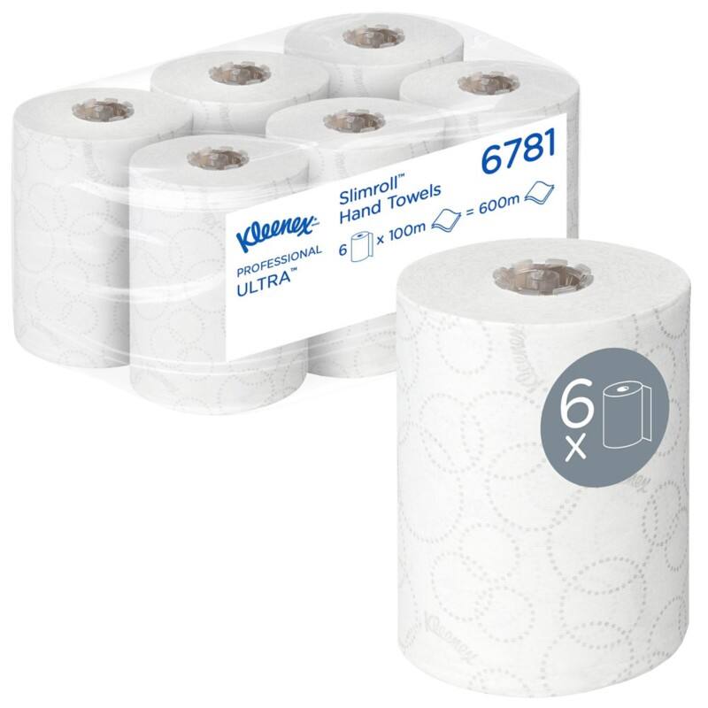 Essuie-mains Kleenex Ultra Slimroll Rouleau Blanc 2 épaisseurs 6781 6 Rouleaux