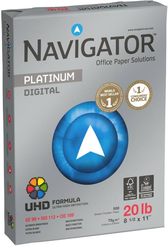 Papier imprimante Navigator Platinum Digital US Letter Size 75 g/m² Lisse Blanc 5 Paquets de 500 Feuilles