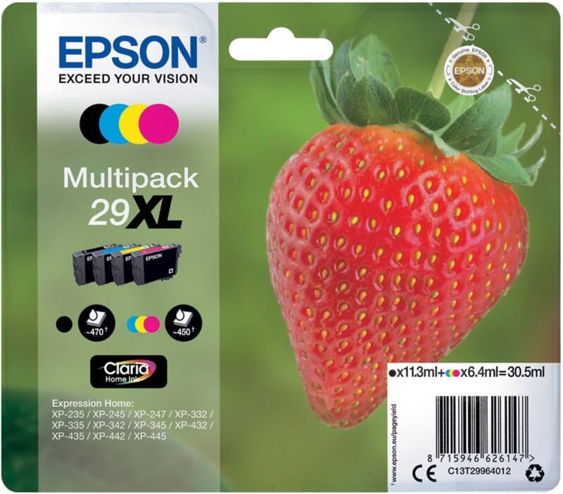 Cartouche jet d'encre Epson 29XL D'origine C13T29964012 Cyan, jaune, magenta, noir Multipack 4 Unités