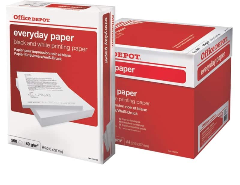 Papier imprimante Everyday A4 Office Depot Blanc 80 g/m² Lisse 5 Paquets de  500 Feuilles
