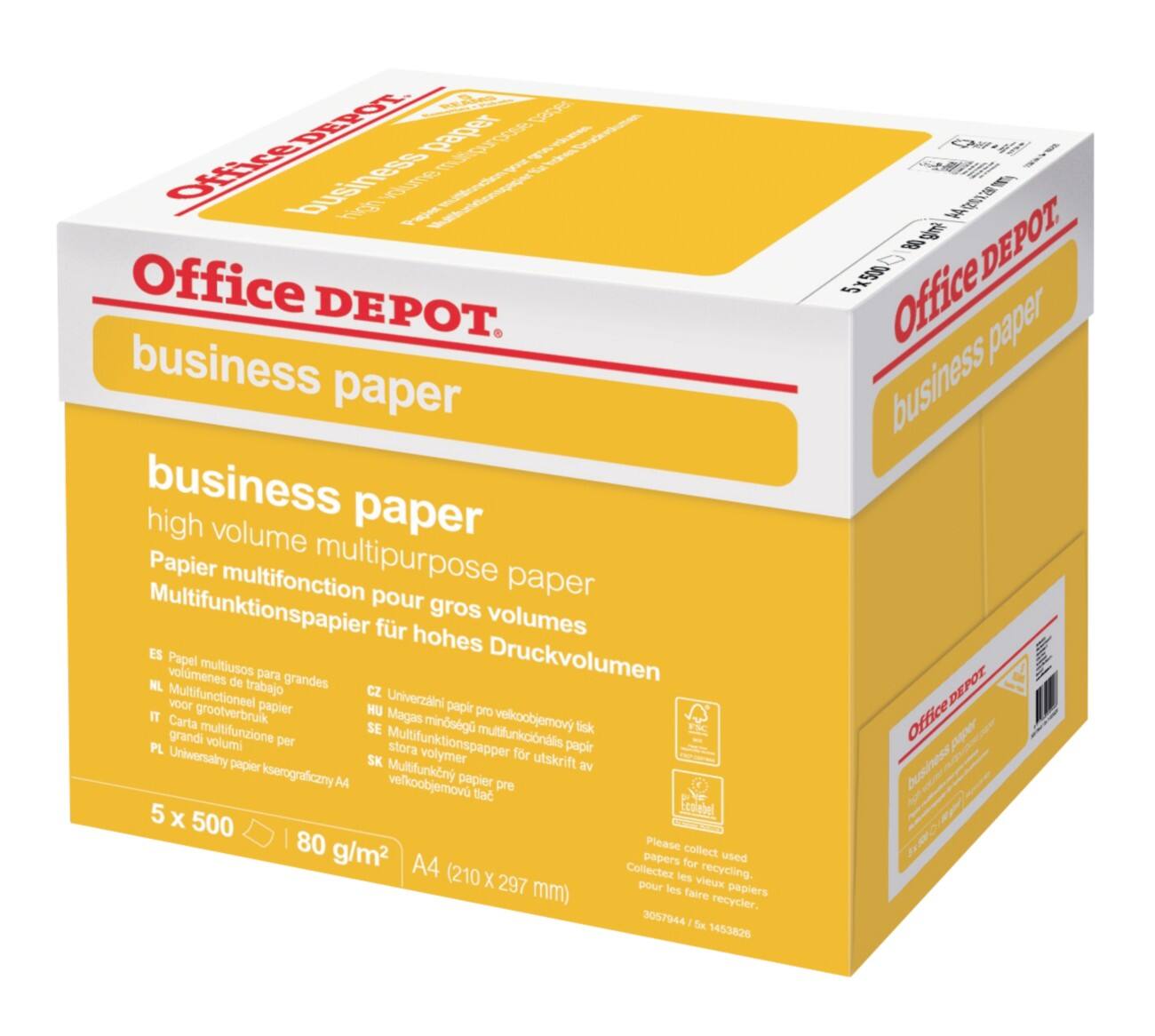 Papier multifonctions Office Depot Business A4 80 g/m² Blanc 5 Paquets de 500 Feuilles