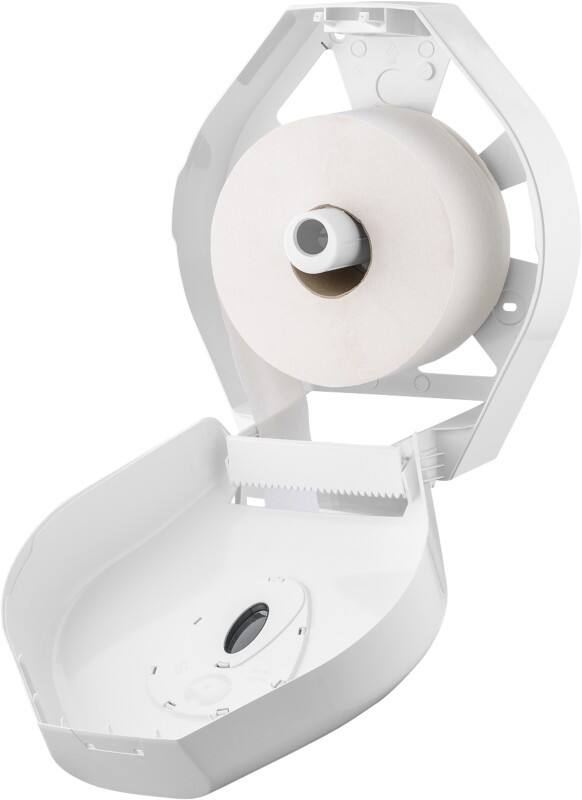 Distributeur de papier toilette jumbo Maxi Plastique ABS Verrouillable Fixation murale Blanc 34 x 14,5 x 37,5 cm