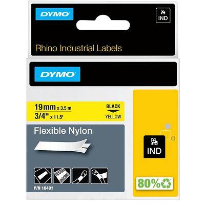 Ruban d'étiquettes DYMO IND Rhino S0718090/18491 19 mm x 3,5 m Noir sur Jaune