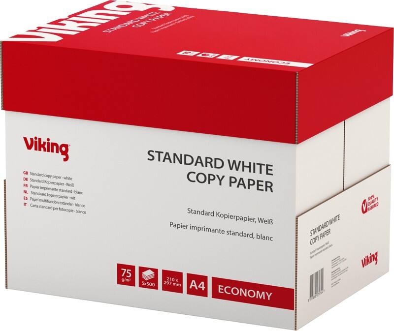 Papier imprimante Viking Economy A4 75 g/m² Blanc 5 Paquets de 500 Feuilles