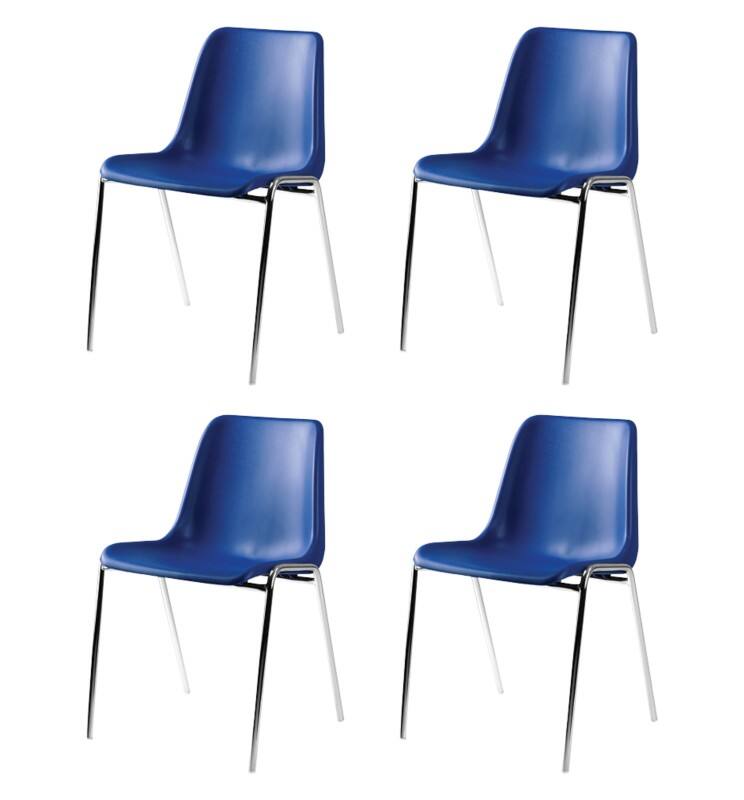 Chaise Nowy Styl Empilable Plastique Bleu 4 Unités