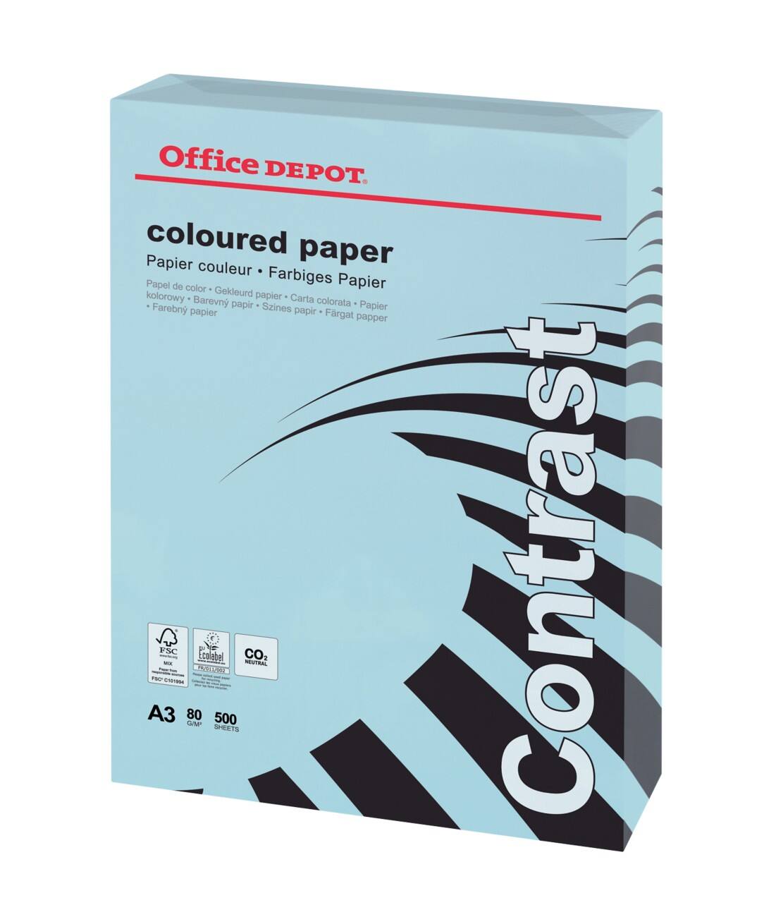 Papier couleur Office Depot A3 80 g/m² Bleu 500 Feuilles