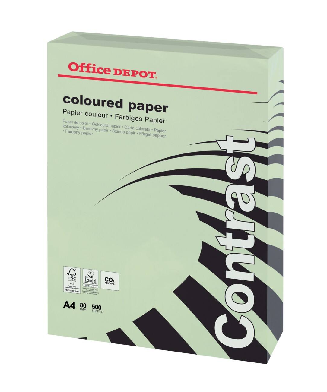 Papier couleur Office Depot A4 160 g/m² Vert pastel 250 Feuilles
