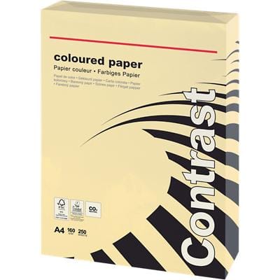 Papier couleur Office Depot A4 Crème pastel 160 g/m² Lisse 250 Feuilles