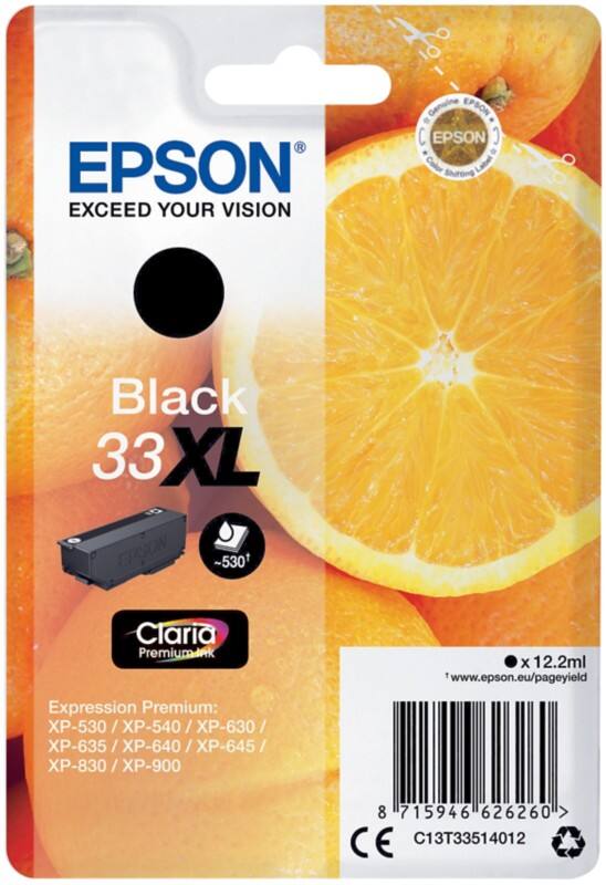 Cartouche jet d'encre Epson 33XL D'origine C13T33514012 Noir