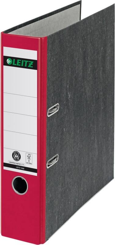 Classeur à levier Leitz Large 180° A4 82 mm Rouge 2 Anneaux 1080 Carton Effet Marbre Portrait