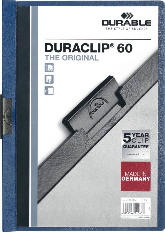 Farde à clip DURABLE DURACLIP 60 Feuilles A4 Bleu