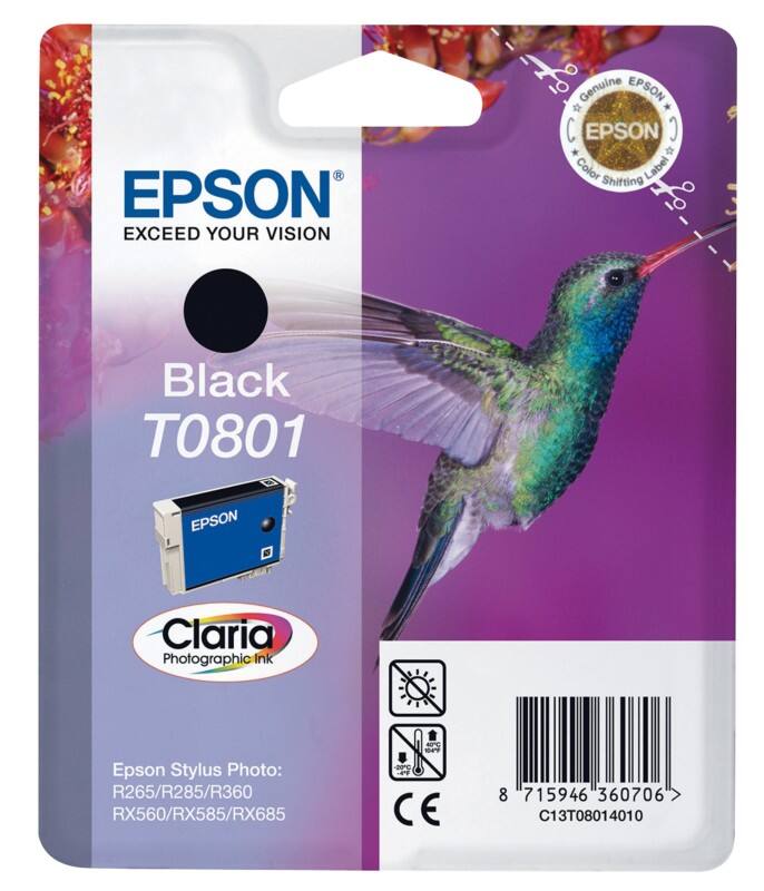 Cartouche jet d'encre Epson T0801 D'origine C13T08014011 Noir
