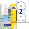 Étiquettes de CD / DVD / disquette Avery L7676-25 Autocollantes Ø 117 mm Blanc 25 Feuilles de 2 Étiquettes