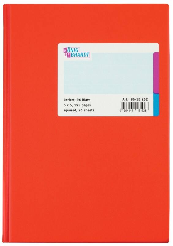 Livre de compte König & Ebhardt Quadrillé Rouge A5 90 g/m² 96 Feuilles