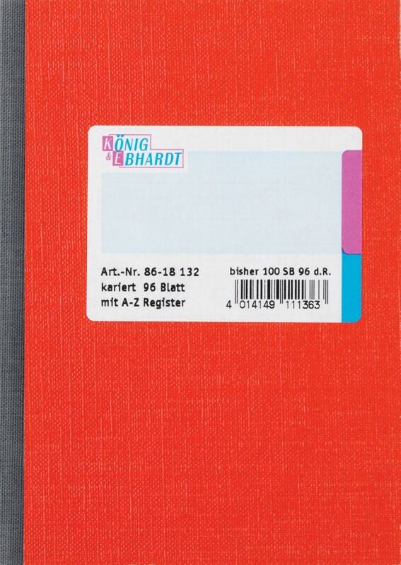 Registre König & Ebhardt Quadrillé Rouge A6 96 Feuilles