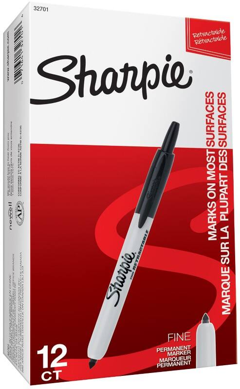 Marqueur permanent Sharpie S0810840 Pointe fine, ogive 1,0 mm Noir Non rechargeable 12 Unités