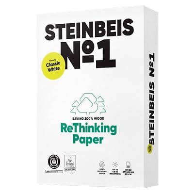 Papier imprimante Steinbeis Classic No.1 A3 100% Recyclé 80 g/m² Lisse Ultra blanc 500 Feuilles