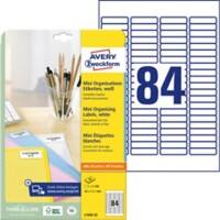 Mini étiquettes Avery L7656-25 Blanc 46 x 11,1 mm 25 Feuilles de 84 Étiquettes