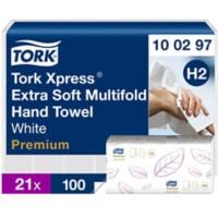 Essuie-mains Tork Premium H2 Pliage en M Blanc 2 épaisseurs 100297 21 Unités de 100 Feuilles