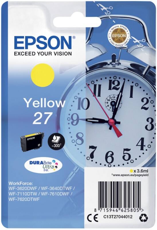 Cartouche jet d'encre Epson 27 D'origine C13T27044012 Jaune