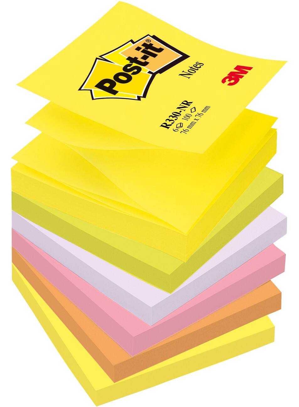 Z-Notes Post-it 76 x 76 mm Couleurs fluo 6 Blocs de 100 Feuilles