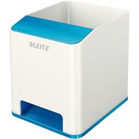 Pot à crayons avec amplificateur de son Leitz WOW Dual Blanc, bleu 9 x 10 x 10,1 cm