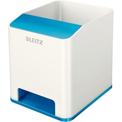 Pot à crayons avec amplificateur de son Leitz WOW Dual Blanc, bleu 9 x 10 x 10,1 cm
