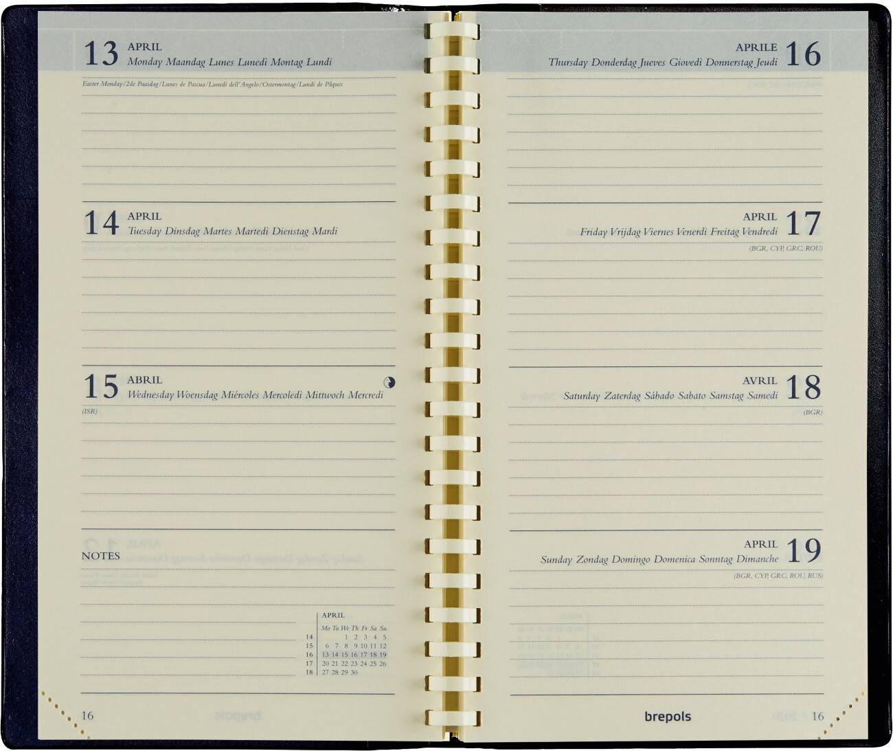 Recharge agenda de poche Brepols Interplan 2026 A6 1 Semaine sur 2 pages Allemand, Anglais, Français, Italien, Néerlandais, Espagnol Noir 0,736,9900,00,2,0