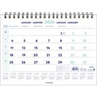 Calendrier mural Brepols Calendrier mensuel 2026 1 Mois par page Néerlandais, Français, Allemand, Anglais 31,5 (L) x 0,6 (P) x 46 (H) cm Blanc