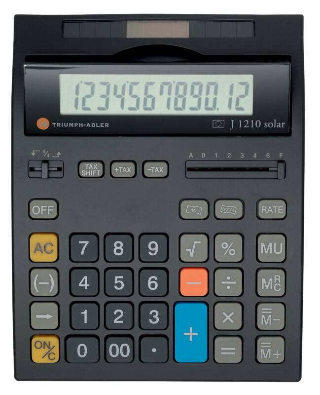Calculatrice de bureau Triumph-Adler J 1210 Solar 12 chiffres Noir