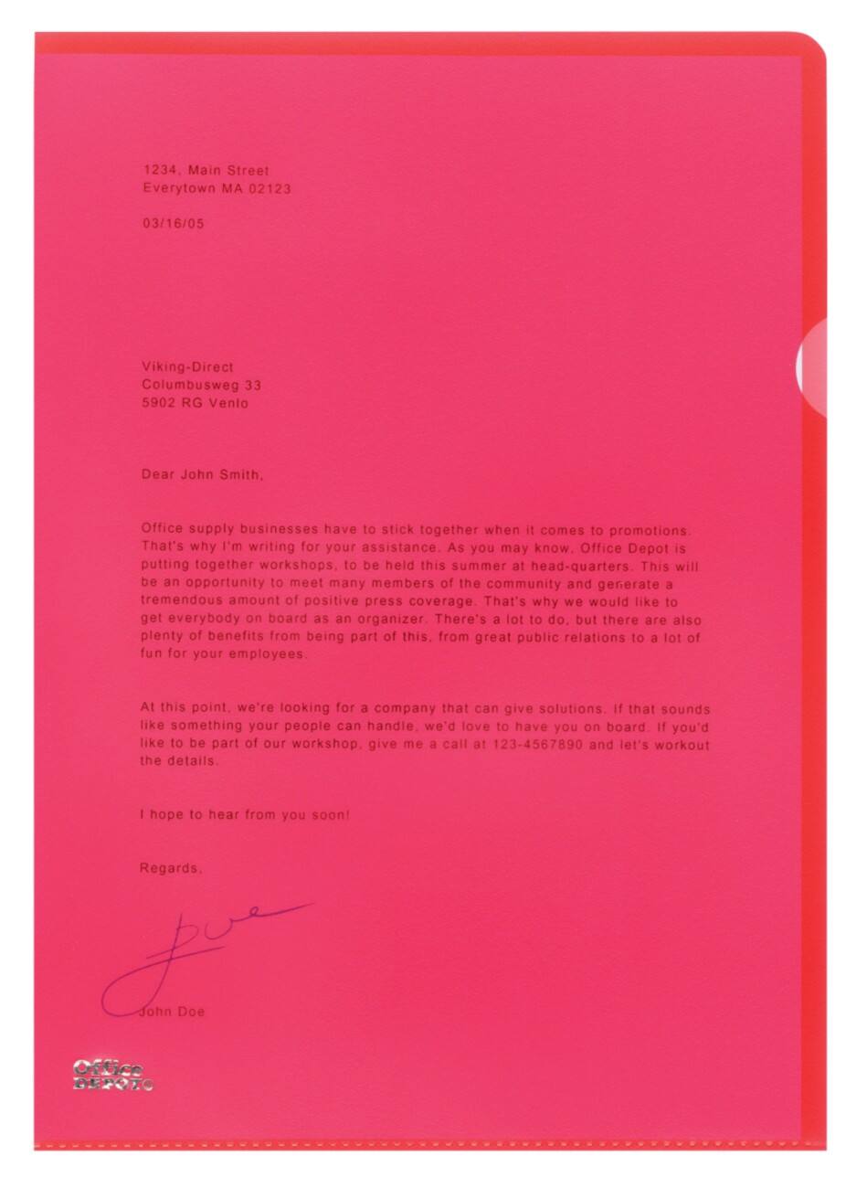 Pochettes coin Office Depot Premium A4 Rouge polypropylène 120 microns 100 unités