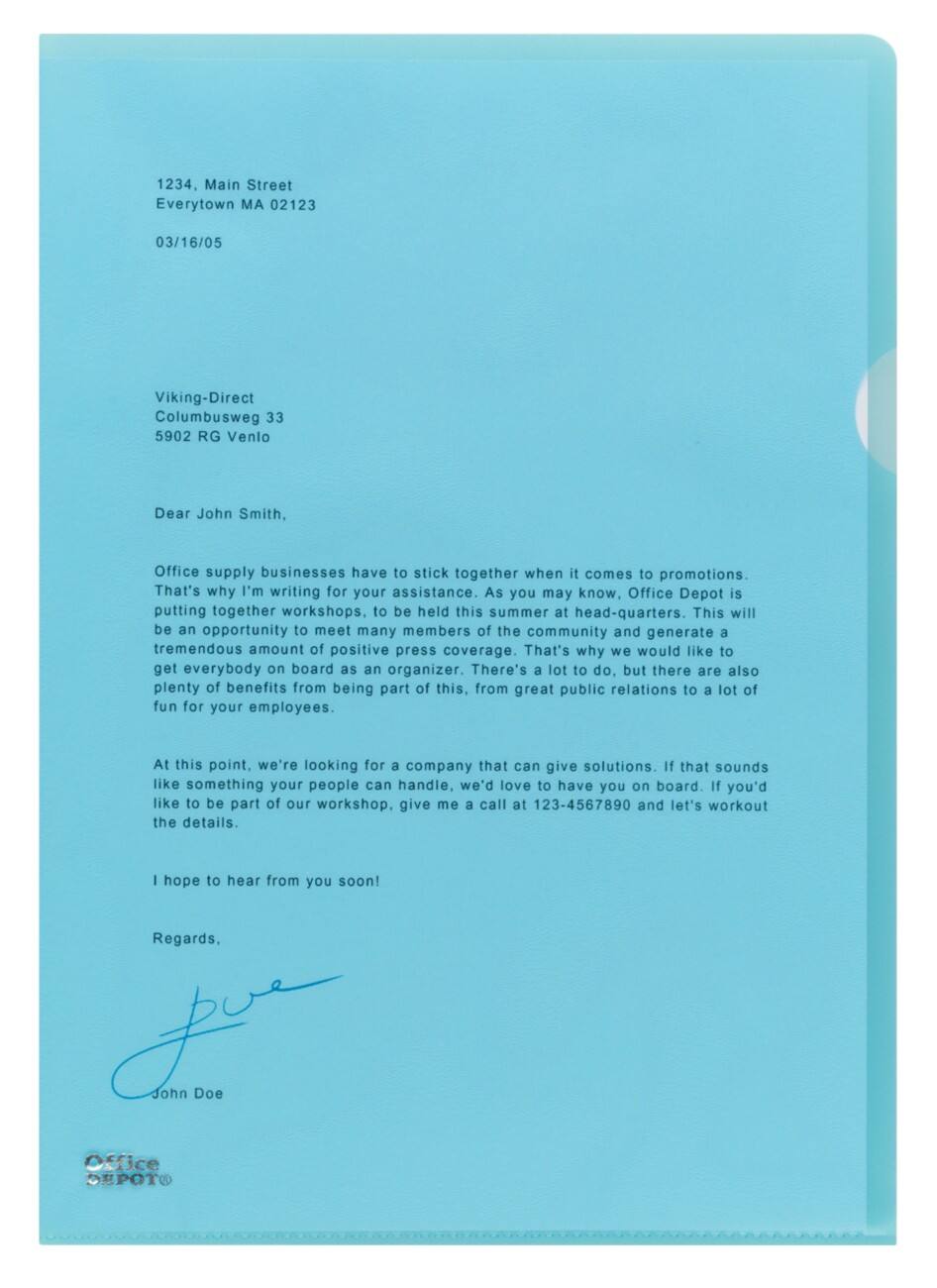 Pochettes coin Office Depot Premium A4 Bleu polypropylène 120 microns 100 unités