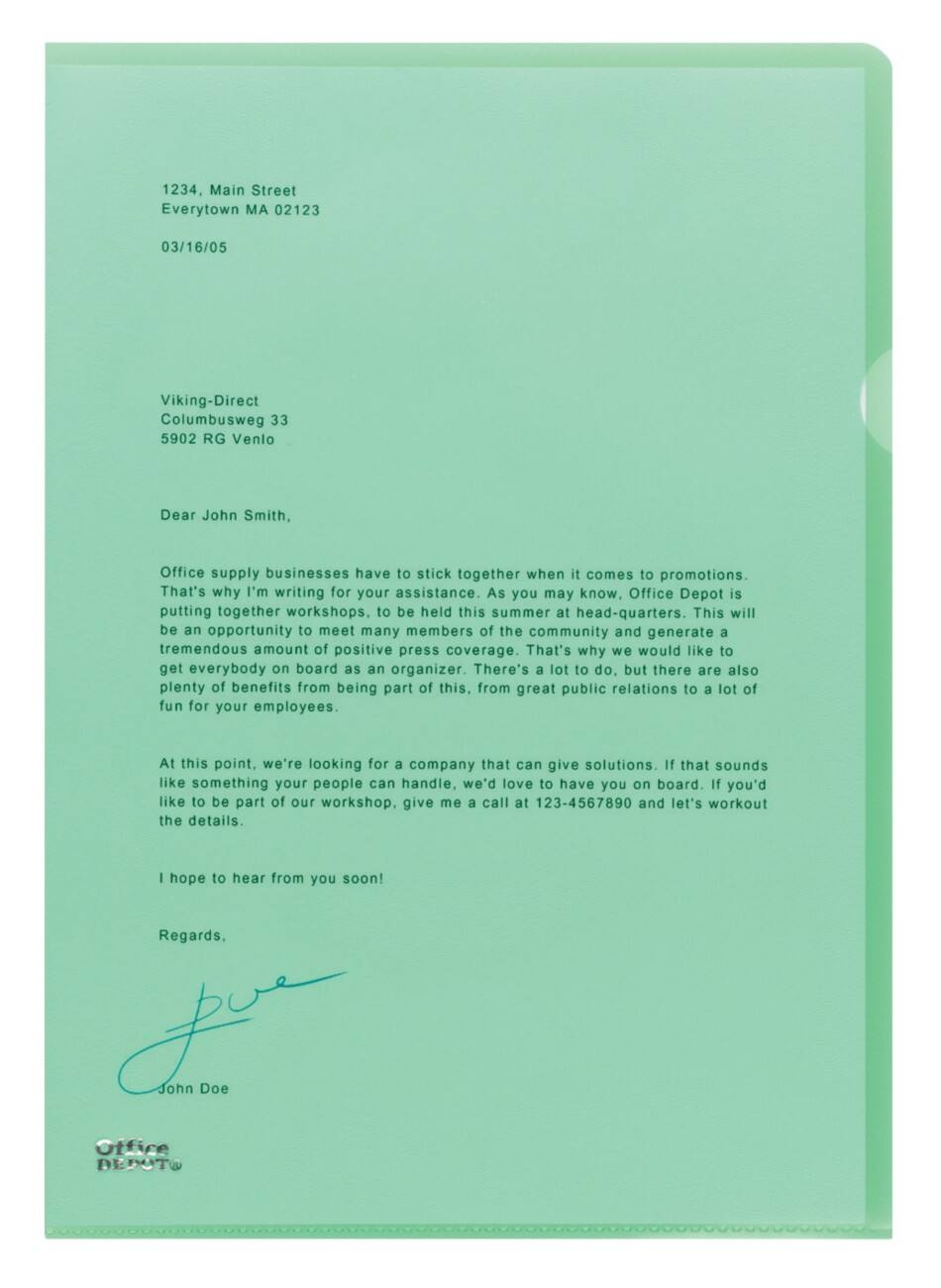 Pochettes coin Office Depot Premium A4 Vert polypropylène 120 microns 100 unités