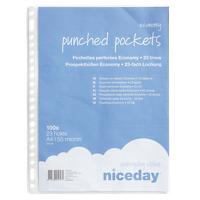 Pochettes perforées Niceday Economy A4 23 trous Transparent polypropylène 55 micron 100 unités