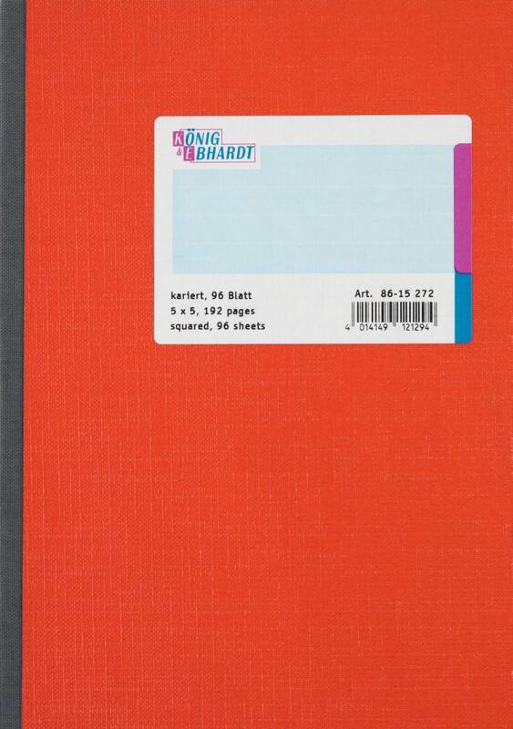 Livre de compte König & Ebhardt Quadrillé 5 x 5 Rouge A5 14,8 x 21 cm 70 g/m² 96 Feuilles
