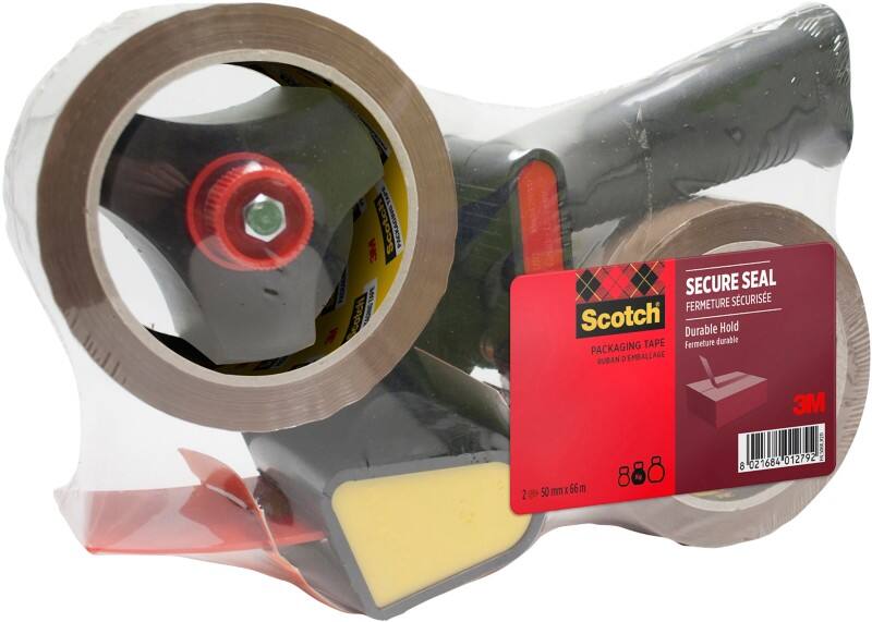 Dévidoir Scotch H180 avec 2 rouleaux de Ruban adhésif d'emballage Brun 50 mm (l) x 66 m (L) PP (Polypropylène) 50 microns