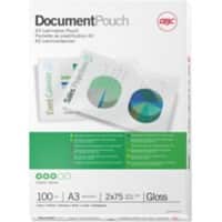 Pochette de plastification Document GBC A3 Brillant 75 microns (2 x 75) Transparent 100 Unités