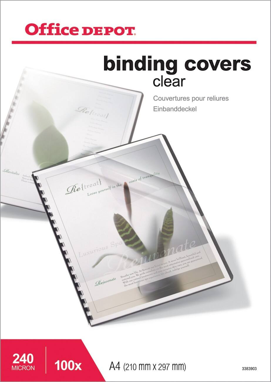 Couvertures de reliure Office Depot A4 PVC 240 microns Transparent 100 Unités