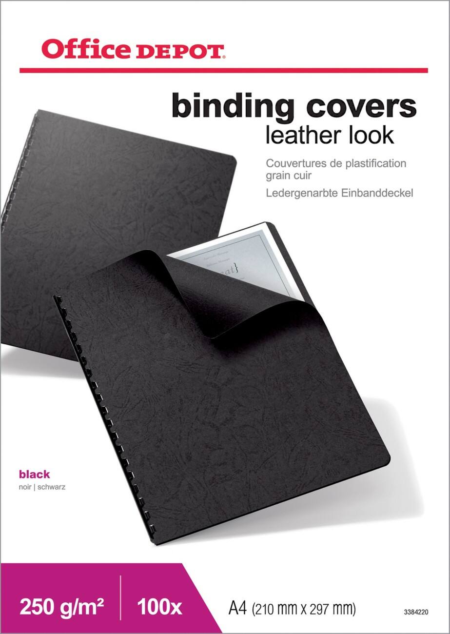 Couvertures de reliure Office Depot A4 Cuir 250 gsm Noir 100 Unités