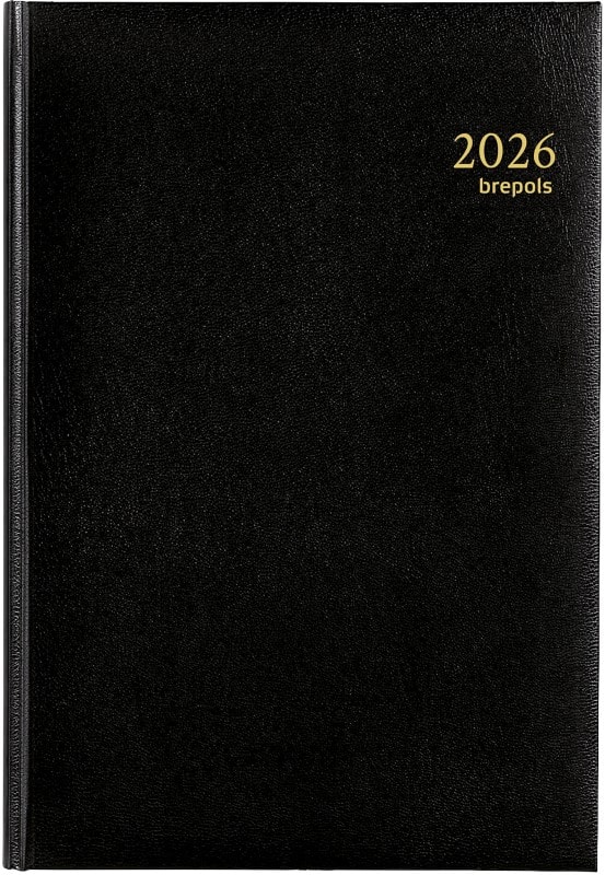 Agenda Brepols Minister Lima 2026 A5 1 Jour par page Allemand, Anglais, Français, Italien, Néerlandais, Espagnol Noir 0,218,1256,01,6,0