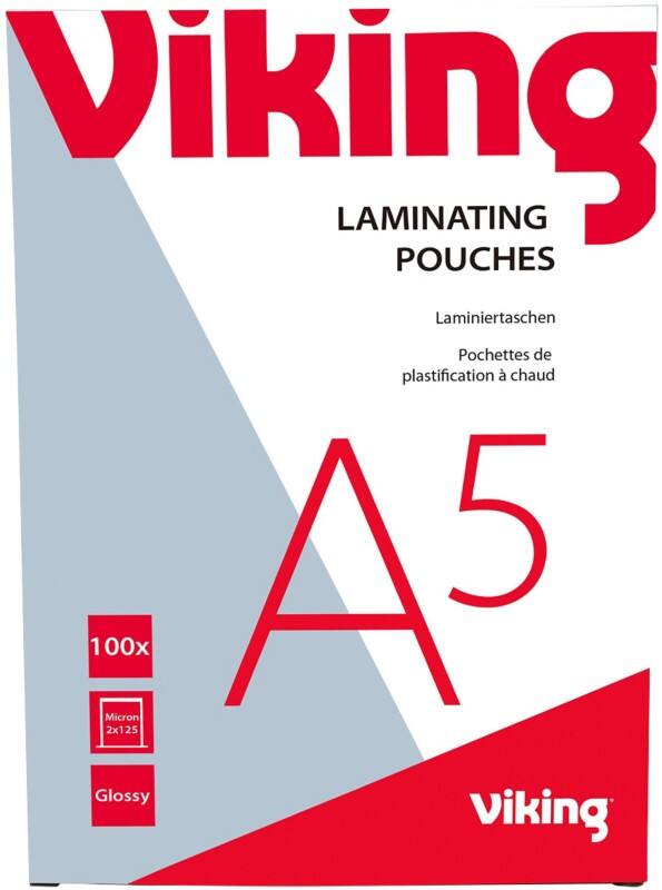 Pochettes de plastification Viking A5 Brillant 125 microns (2 x 125) Transparent 100 Unités