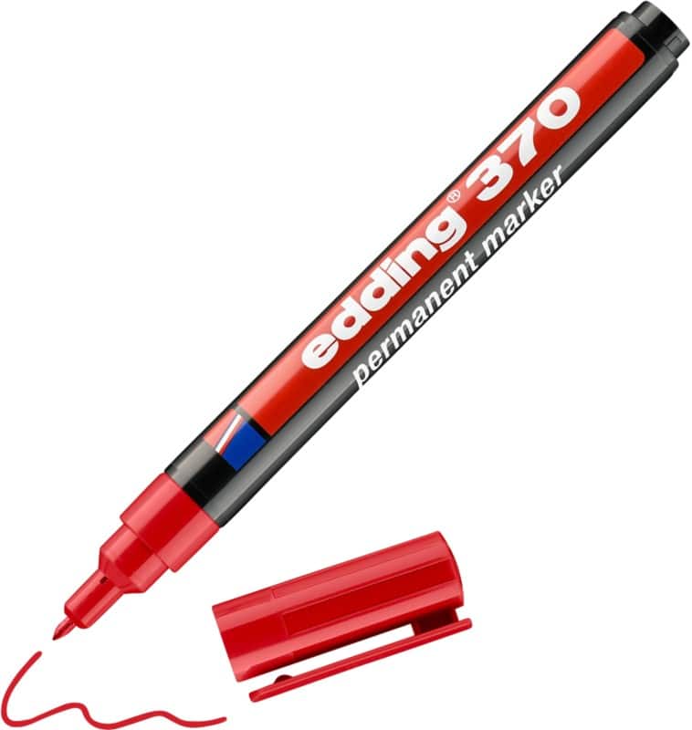 Marqueur permanent edding 370 Fin Ogive - 1 mm Rouge Résistant à l'eau