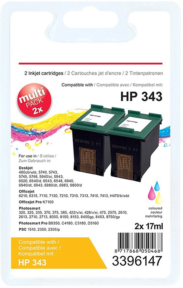 Cartouche jet d'encre Office Depot Compatible HP 343 3 Couleurs CB332EE 2 Unités