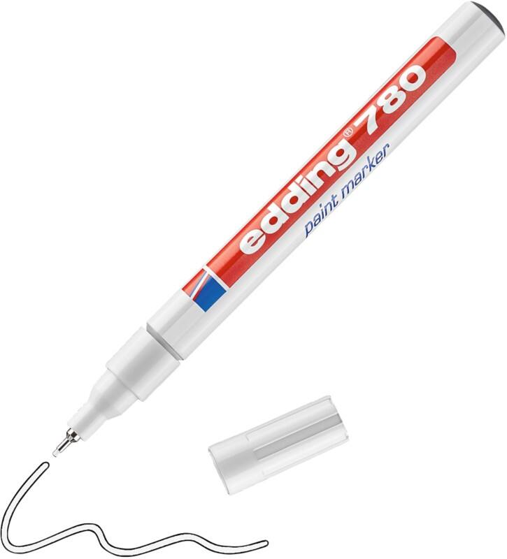 Marqueur peinture edding 780 Permanent Blanc Extra fin Aiguille 1 - 0,8 mm Résistant à l'eau