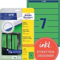 Étiquettes pour dos de classeur Avery Ultragrip L4764-20 Vert A4 38 mm 20 Feuilles de 7 Étiquettes