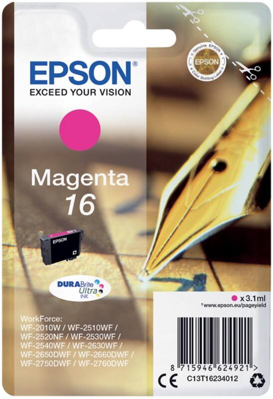 Cartouche jet d'encre Epson 16 D'origine C13T16234012 Magenta